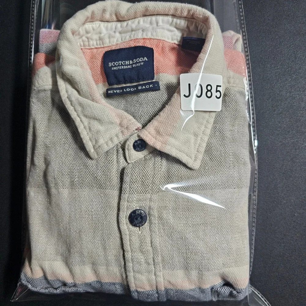 Scotch & Soda Amsterdams Blauw Mens Striped Cotton Western Button Down Shirt L